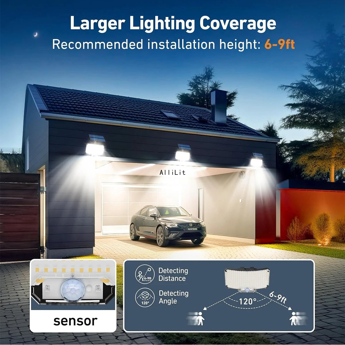 Outdoor Solar Light with 234 LEDs, Motion Sensor, Remote Control, and IP65 Rating. 