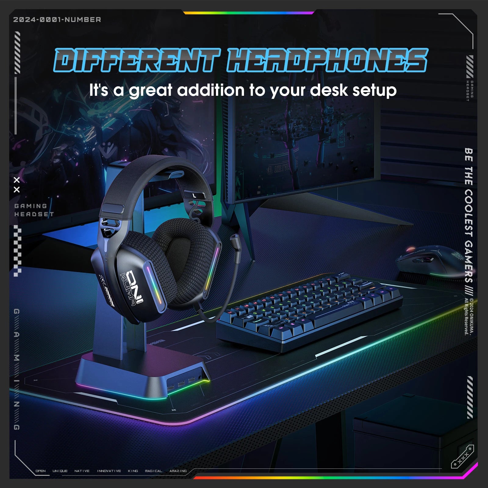 Onikuma GT808 Wireless Gaming Headset with Microphone