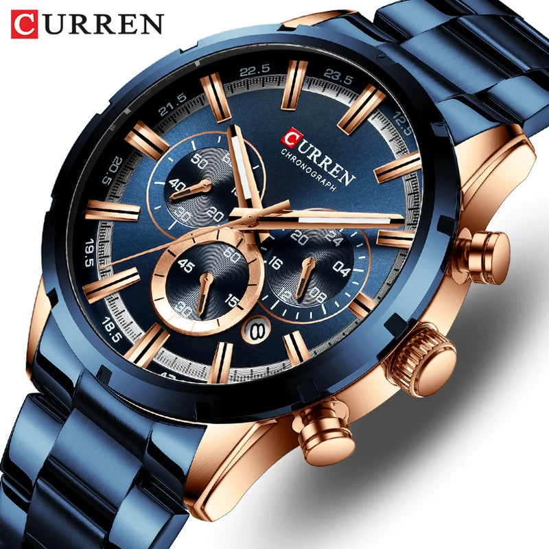 CURREN Men's Full Steel Waterproof Watch 